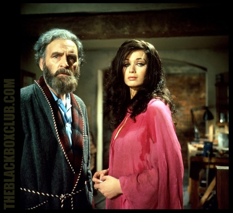 Andrew Keir and Valerie Leon in Hammer Film Productions 'Blood From The Mummy's Tomb' (1971) also starring James Villiers, Hugh Burden and Mark Edwards. Dir: Seth Holt theblackboxlub.com
