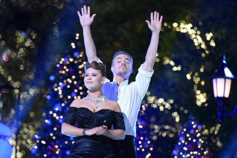 Bindi Irwin, left, and Derek Hough onstage during the finale of "Dancing With The Stars" held at The Grove on Tuesday, Nov. 24, 2015, in Los Angeles. (Photo by Richard Shotwell/Invision/AP)
