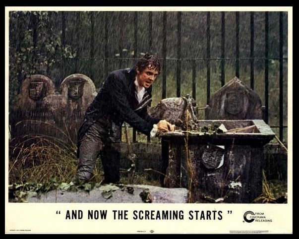 PETER CUSHING, STEPHANIE BEACHAM AND HERBERT LOM AMICUS FILM PRODUCTIONS: 'AND NOW THE SCREAMING STARTS' (1973) AKA FENGRIFFEN / THE BRIDE OF FERNGRIFFEN. Dir: ROY WARD BAKER. PETERCUSHING.ORG.UK THE UK PETER CUSHING APPRECIATION SOCIETY